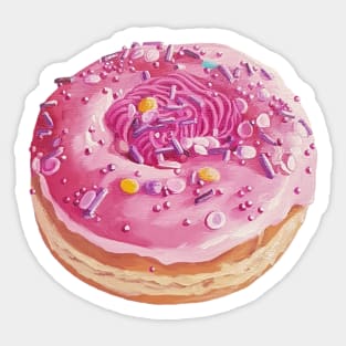 Strawberry Swirl Donut painting (no background) Sticker